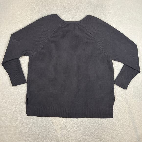 Athleta Womens 2X Hanover Refined V-Neck Sweater Pullover Stretch Ribbed Purple - Picture 4 of 11